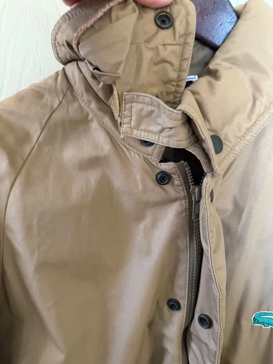 Lacoste Men's Tan Lightweight Raincoat/parka with Green Crocodile Logo - Picture 2 of 12